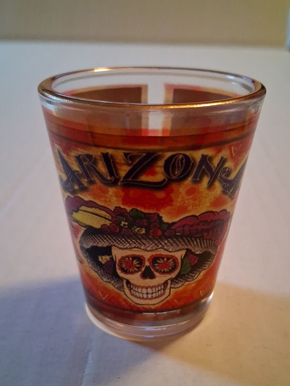 Arizona Skull Decorative Shot Glass - Orange